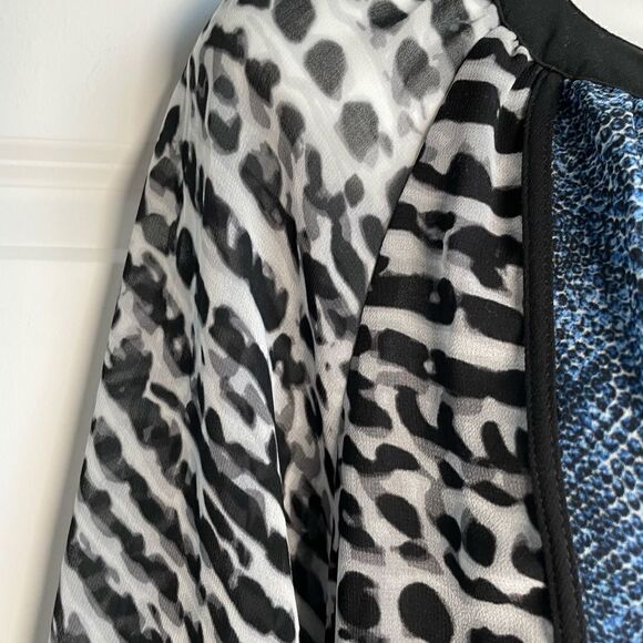 Calvin Klein Color Block Animal Print Blouse Medium - Picture 6 of 13